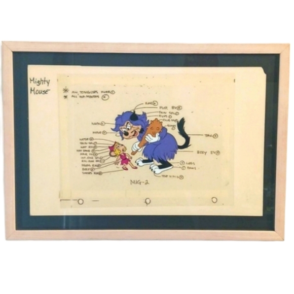 Mighty Mouse Animation CEL-Dual Side Art, 12.5"×17.75", Black Purple Multi. - Picture 7 of 7